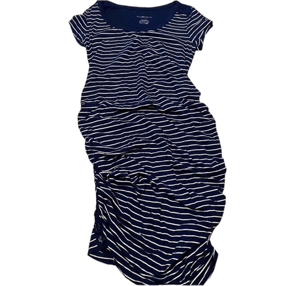 Liz Lange Maternity Blue & White Stripe Dress Size Small